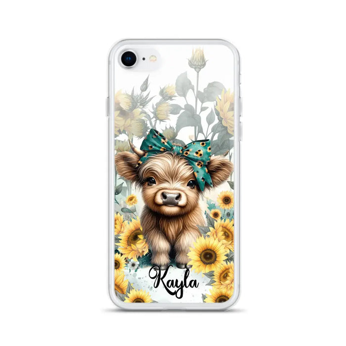 Teal Highland Cow Phone Case - Gift Idea For Grandma/Birthday -  Case For iPhone/Samsung