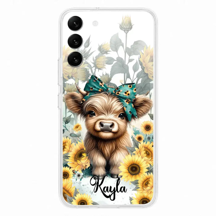 Teal Highland Cow Phone Case - Gift Idea For Grandma/Birthday -  Case For iPhone/Samsung