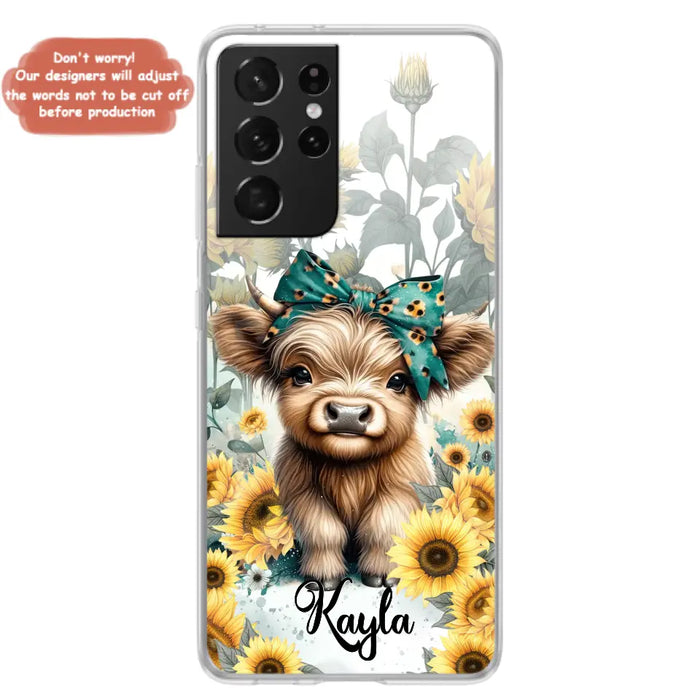 Teal Highland Cow Phone Case - Gift Idea For Grandma/Birthday -  Case For iPhone/Samsung