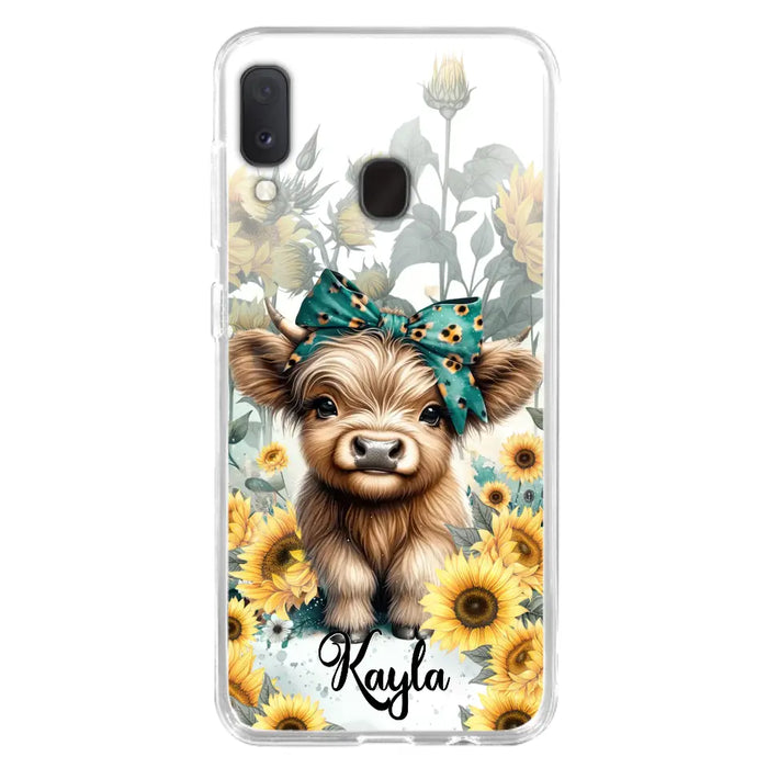 Teal Highland Cow Phone Case - Gift Idea For Grandma/Birthday -  Case For iPhone/Samsung