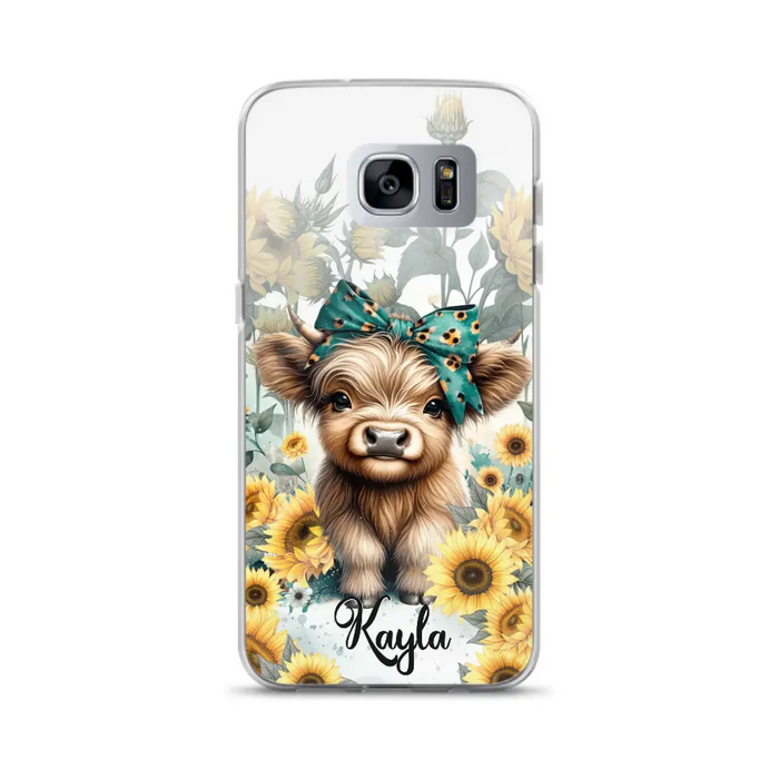 Teal Highland Cow Phone Case - Gift Idea For Grandma/Birthday -  Case For iPhone/Samsung