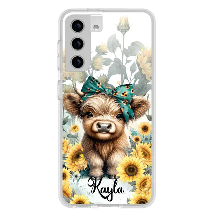 Teal Highland Cow Phone Case - Gift Idea For Grandma/Birthday -  Case For iPhone/Samsung