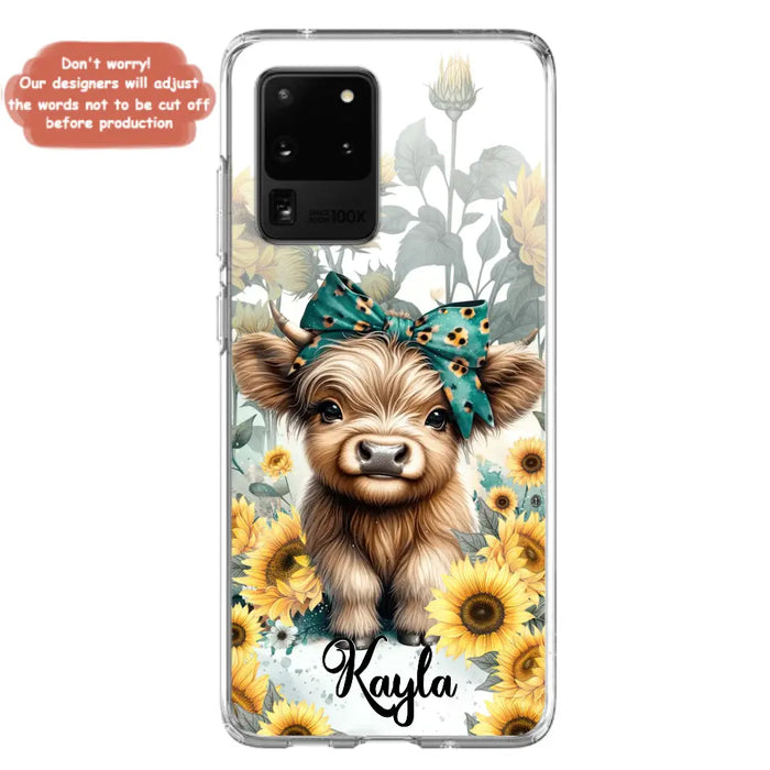 Teal Highland Cow Phone Case - Gift Idea For Grandma/Birthday -  Case For iPhone/Samsung