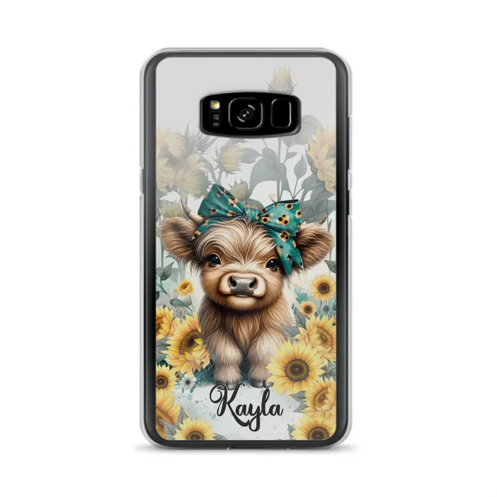 Teal Highland Cow Phone Case - Gift Idea For Grandma/Birthday -  Case For iPhone/Samsung