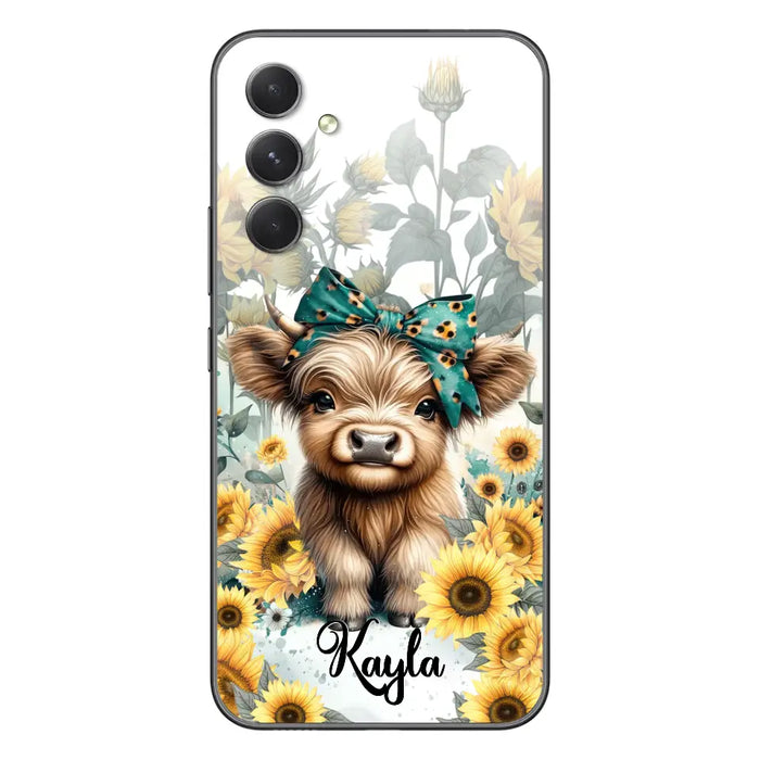 Teal Highland Cow Phone Case - Gift Idea For Grandma/Birthday -  Case For iPhone/Samsung