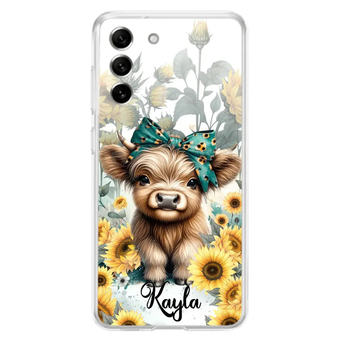 Teal Highland Cow Phone Case - Gift Idea For Grandma/Birthday -  Case For iPhone/Samsung