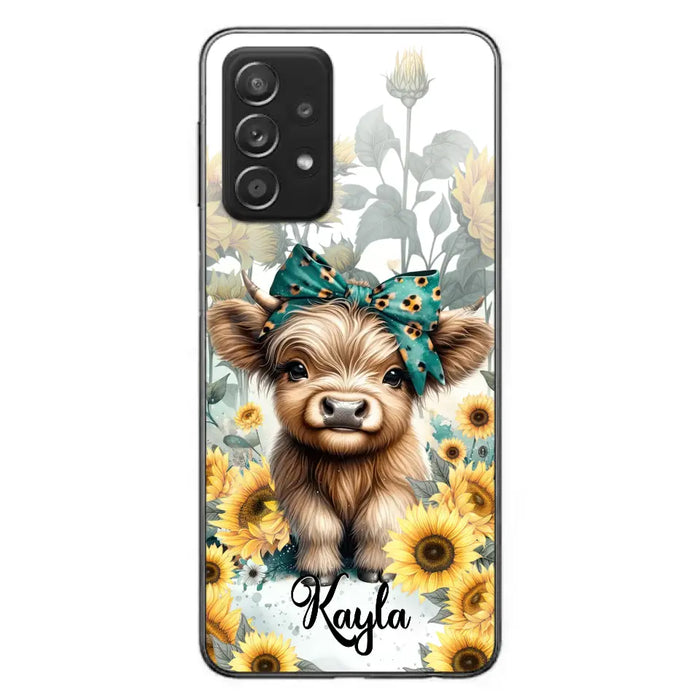 Teal Highland Cow Phone Case - Gift Idea For Grandma/Birthday -  Case For iPhone/Samsung