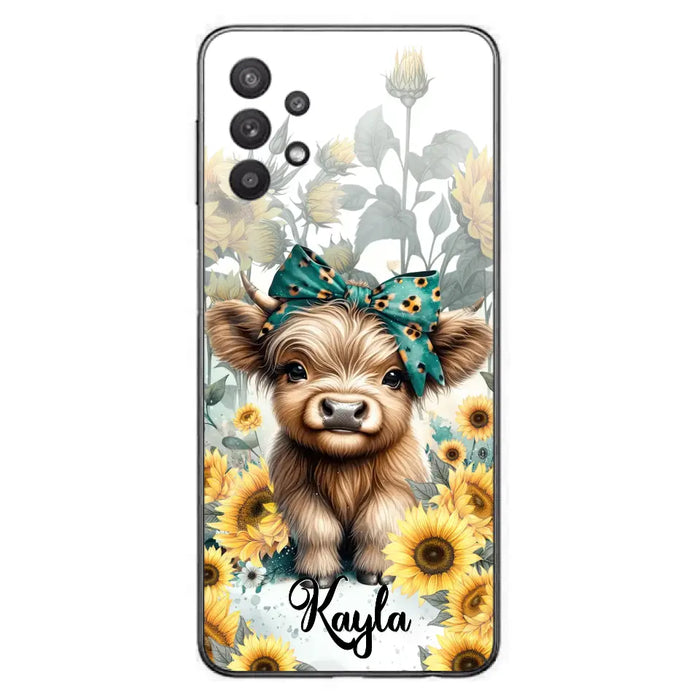 Teal Highland Cow Phone Case - Gift Idea For Grandma/Birthday -  Case For iPhone/Samsung