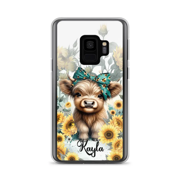 Teal Highland Cow Phone Case - Gift Idea For Grandma/Birthday -  Case For iPhone/Samsung