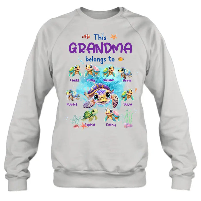 Personalized Grandma Turtle Shirt/Hoodie - Gift Idea For Grandma - Up to 8 Kids - This Grandma Belongs To