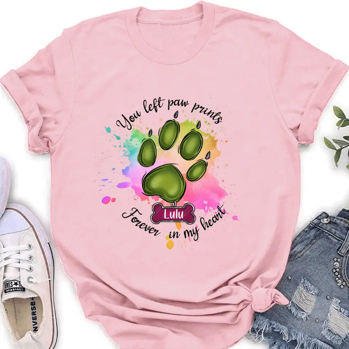 Custom Personalized Memorial Pet T-shirt/ Hoodie - Gift Idea For Dog/Cat Lovers - You Left Paw Prints Forever In My Heart