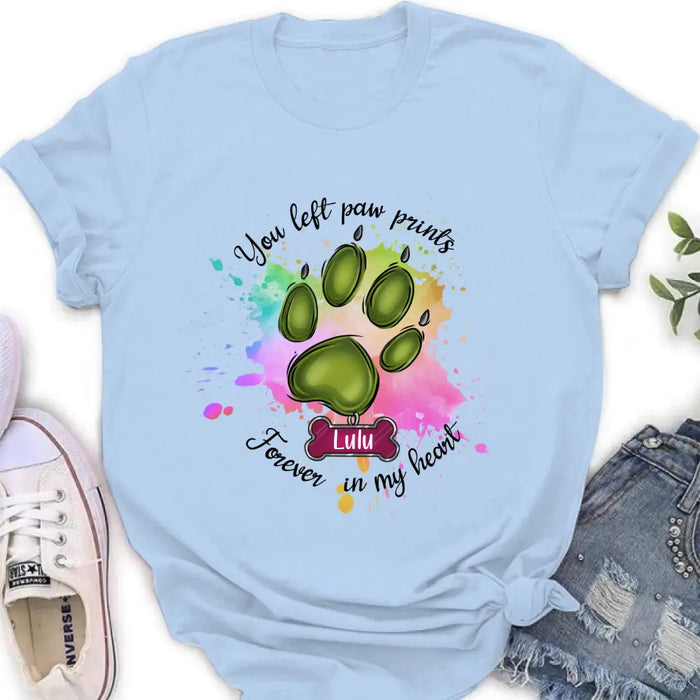 Custom Personalized Memorial Pet T-shirt/ Hoodie - Gift Idea For Dog/Cat Lovers - You Left Paw Prints Forever In My Heart