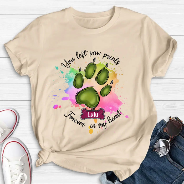 Custom Personalized Memorial Pet T-shirt/ Hoodie - Gift Idea For Dog/Cat Lovers - You Left Paw Prints Forever In My Heart