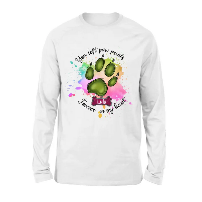 Custom Personalized Memorial Pet T-shirt/ Hoodie - Gift Idea For Dog/Cat Lovers - You Left Paw Prints Forever In My Heart