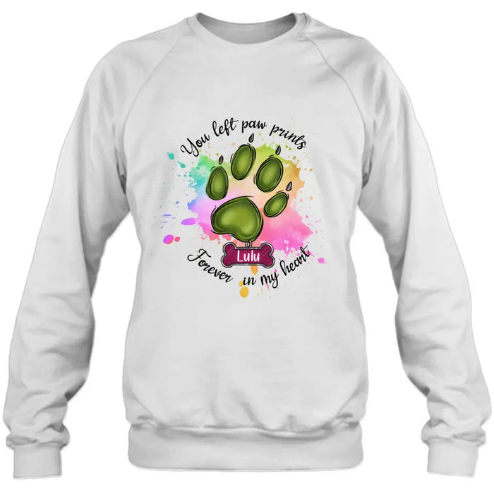 Custom Personalized Memorial Pet T-shirt/ Hoodie - Gift Idea For Dog/Cat Lovers - You Left Paw Prints Forever In My Heart