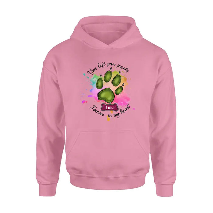 Custom Personalized Memorial Pet T-shirt/ Hoodie - Gift Idea For Dog/Cat Lovers - You Left Paw Prints Forever In My Heart