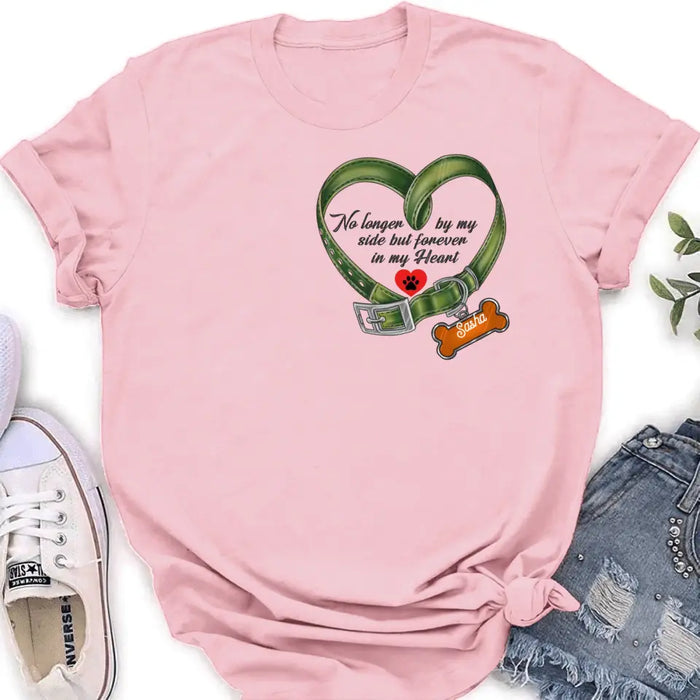 Custom Personalized Memorial Pet Collar T-shirt/ Hoodie - Gift Idea For Pet Lover/ Mother's Day/Father's Day - No Longer By My Side But Forever In My Heart