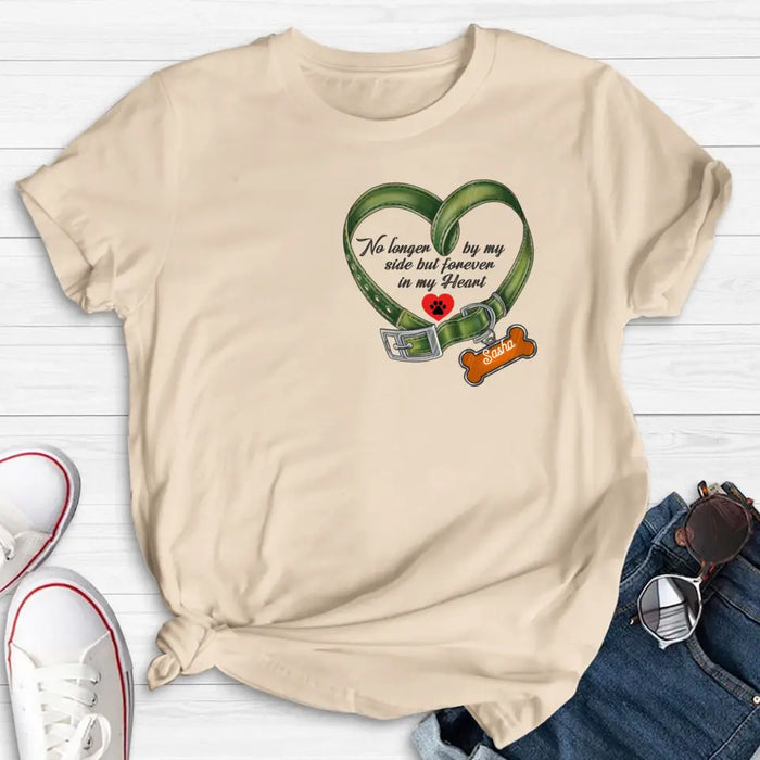 Custom Personalized Memorial Pet Collar T-shirt/ Hoodie - Gift Idea For Pet Lover/ Mother's Day/Father's Day - No Longer By My Side But Forever In My Heart