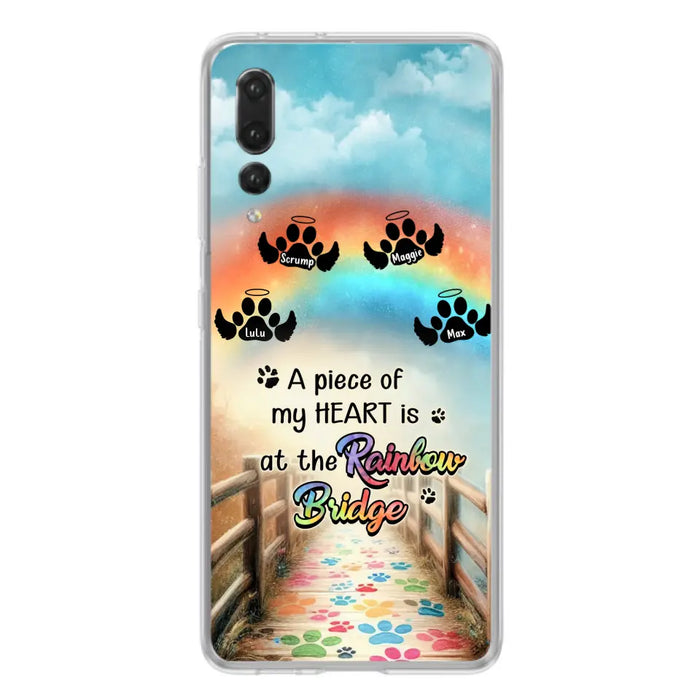 Custom Personalized Rainbow Bridge Memorial Phone Case - Memorial Gift Idea For Dog Lover - Upto 4 Dogs - A Piece Of My Heart Is At The Rainbow Bridge - Case For Oppo/Xiaomi/Huawei