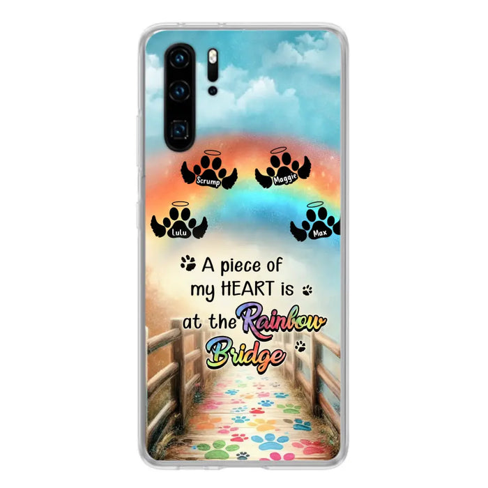 Custom Personalized Rainbow Bridge Memorial Phone Case - Memorial Gift Idea For Dog Lover - Upto 4 Dogs - A Piece Of My Heart Is At The Rainbow Bridge - Case For Oppo/Xiaomi/Huawei