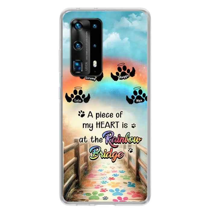 Custom Personalized Rainbow Bridge Memorial Phone Case - Memorial Gift Idea For Dog Lover - Upto 4 Dogs - A Piece Of My Heart Is At The Rainbow Bridge - Case For Oppo/Xiaomi/Huawei