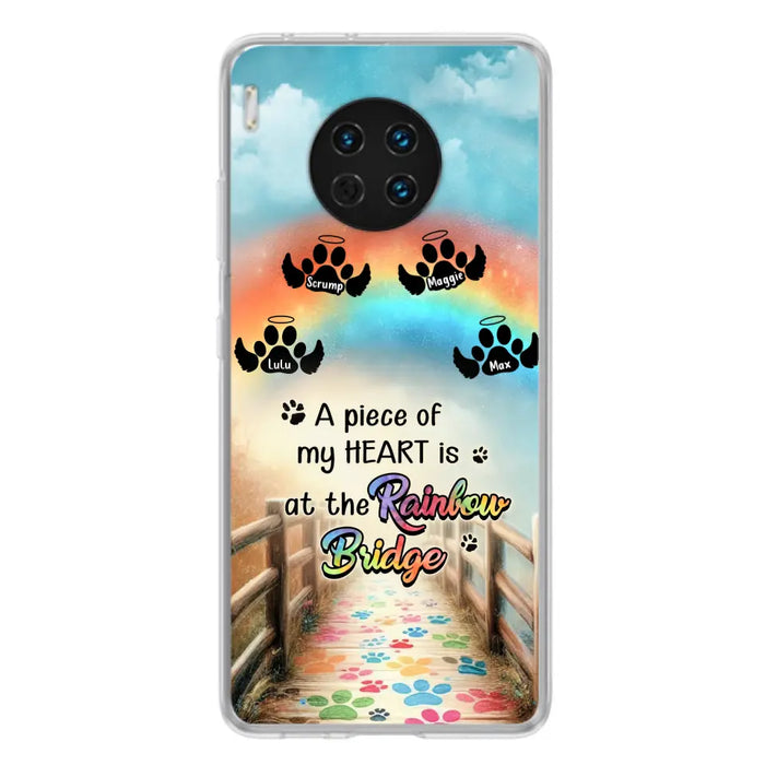 Custom Personalized Rainbow Bridge Memorial Phone Case - Memorial Gift Idea For Dog Lover - Upto 4 Dogs - A Piece Of My Heart Is At The Rainbow Bridge - Case For Oppo/Xiaomi/Huawei