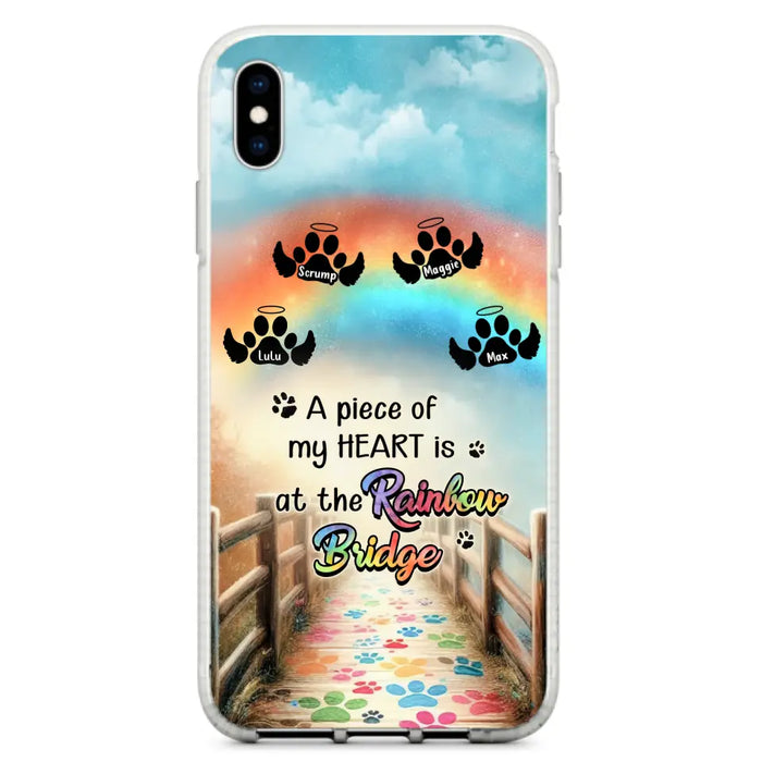 Custom Personalized Rainbow Bridge Memorial Phone Case - Memorial Gift Idea For Dog Lover - Upto 4 Dogs - A Piece Of My Heart Is At The Rainbow Bridge - Case For iPhone/Samsung