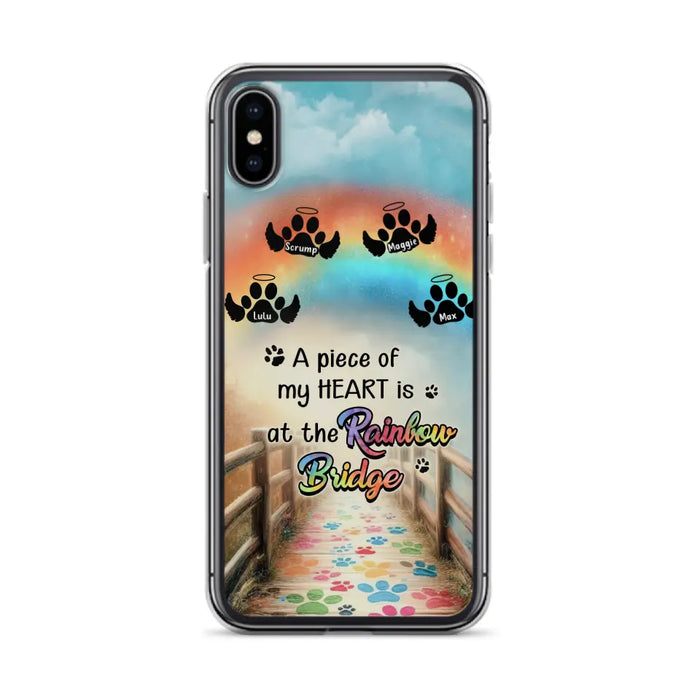 Custom Personalized Rainbow Bridge Memorial Phone Case - Memorial Gift Idea For Dog Lover - Upto 4 Dogs - A Piece Of My Heart Is At The Rainbow Bridge - Case For iPhone/Samsung