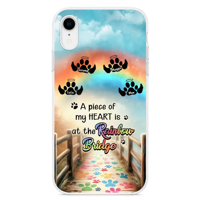 Custom Personalized Rainbow Bridge Memorial Phone Case - Memorial Gift Idea For Dog Lover - Upto 4 Dogs - A Piece Of My Heart Is At The Rainbow Bridge - Case For iPhone/Samsung