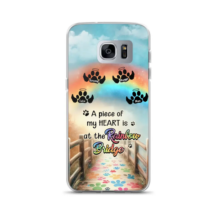 Custom Personalized Rainbow Bridge Memorial Phone Case - Memorial Gift Idea For Dog Lover - Upto 4 Dogs - A Piece Of My Heart Is At The Rainbow Bridge - Case For iPhone/Samsung