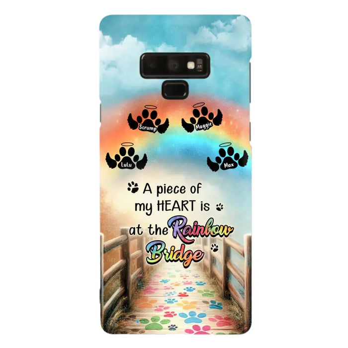 Custom Personalized Rainbow Bridge Memorial Phone Case - Memorial Gift Idea For Dog Lover - Upto 4 Dogs - A Piece Of My Heart Is At The Rainbow Bridge - Case For iPhone/Samsung