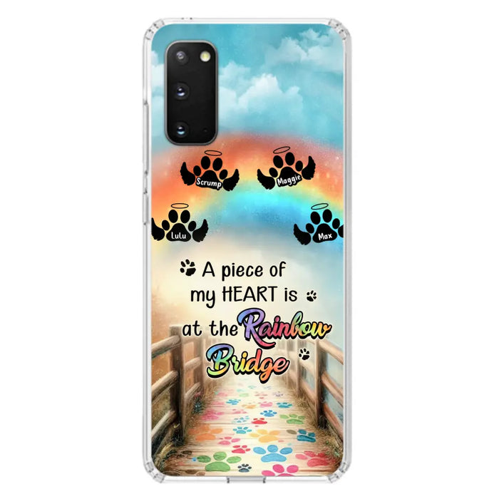 Custom Personalized Rainbow Bridge Memorial Phone Case - Memorial Gift Idea For Dog Lover - Upto 4 Dogs - A Piece Of My Heart Is At The Rainbow Bridge - Case For iPhone/Samsung