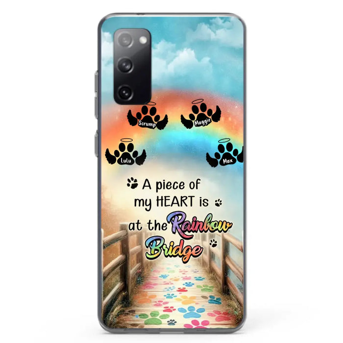 Custom Personalized Rainbow Bridge Memorial Phone Case - Memorial Gift Idea For Dog Lover - Upto 4 Dogs - A Piece Of My Heart Is At The Rainbow Bridge - Case For iPhone/Samsung