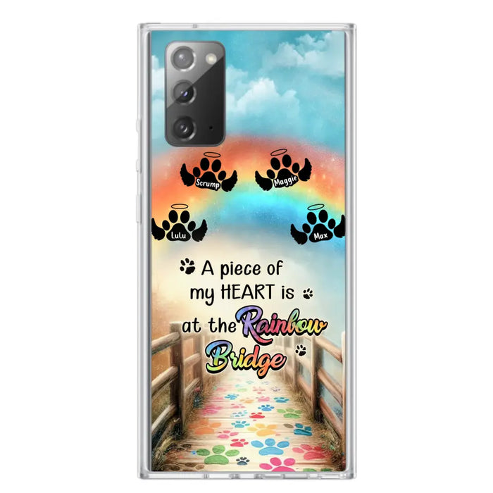 Custom Personalized Rainbow Bridge Memorial Phone Case - Memorial Gift Idea For Dog Lover - Upto 4 Dogs - A Piece Of My Heart Is At The Rainbow Bridge - Case For iPhone/Samsung