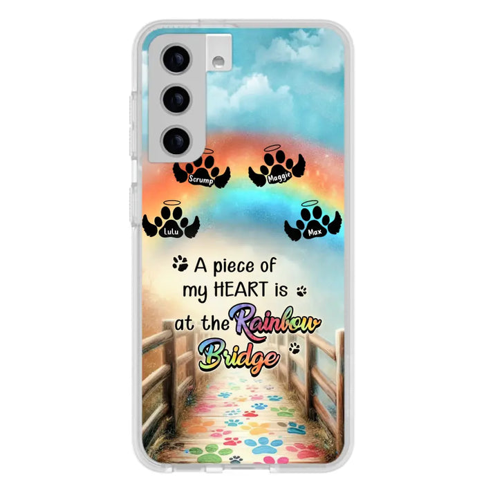 Custom Personalized Rainbow Bridge Memorial Phone Case - Memorial Gift Idea For Dog Lover - Upto 4 Dogs - A Piece Of My Heart Is At The Rainbow Bridge - Case For iPhone/Samsung