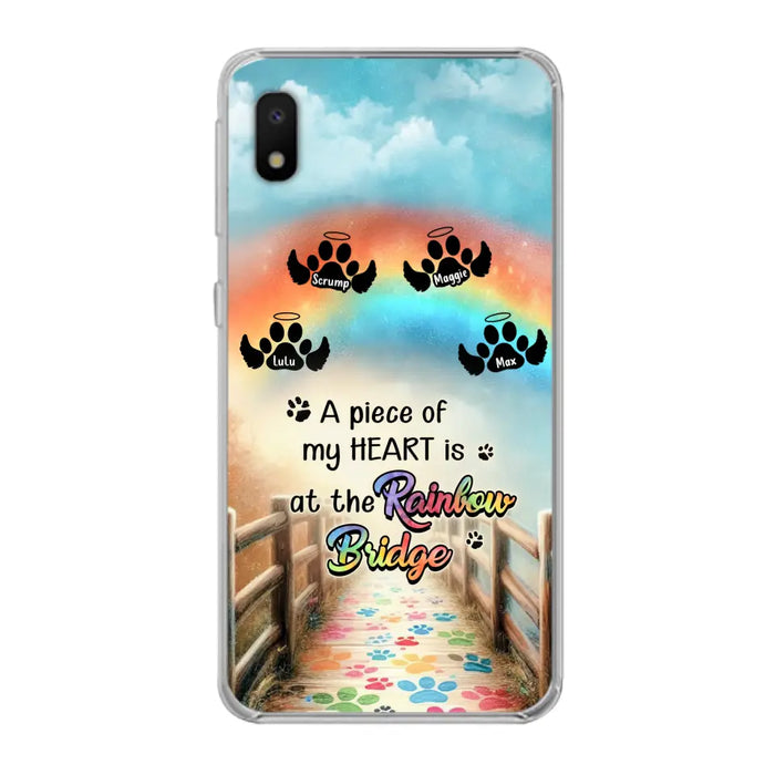 Custom Personalized Rainbow Bridge Memorial Phone Case - Memorial Gift Idea For Dog Lover - Upto 4 Dogs - A Piece Of My Heart Is At The Rainbow Bridge - Case For iPhone/Samsung