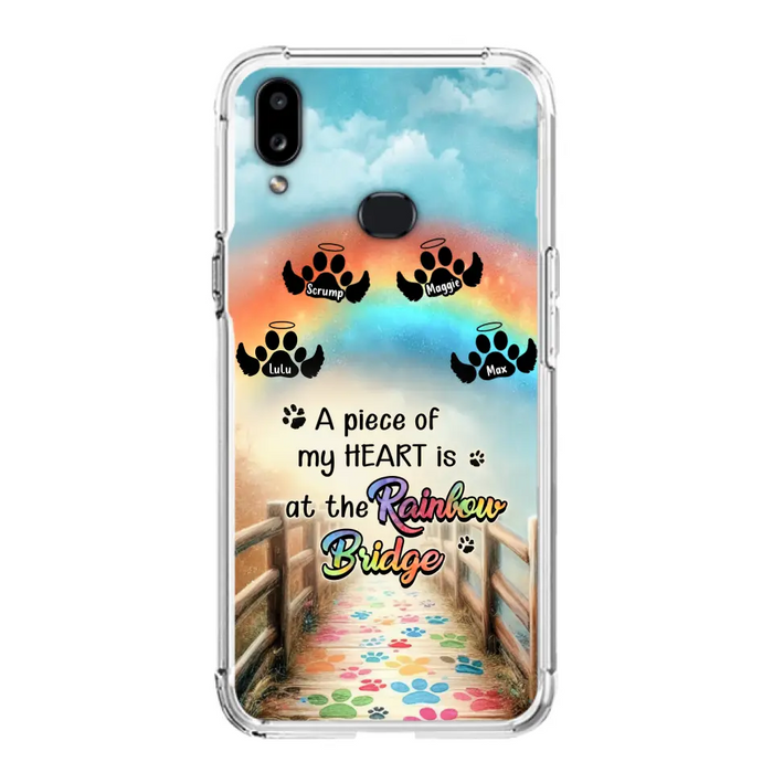 Custom Personalized Rainbow Bridge Memorial Phone Case - Memorial Gift Idea For Dog Lover - Upto 4 Dogs - A Piece Of My Heart Is At The Rainbow Bridge - Case For iPhone/Samsung