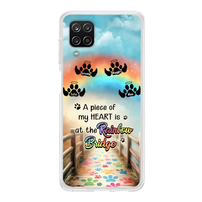 Custom Personalized Rainbow Bridge Memorial Phone Case - Memorial Gift Idea For Dog Lover - Upto 4 Dogs - A Piece Of My Heart Is At The Rainbow Bridge - Case For iPhone/Samsung