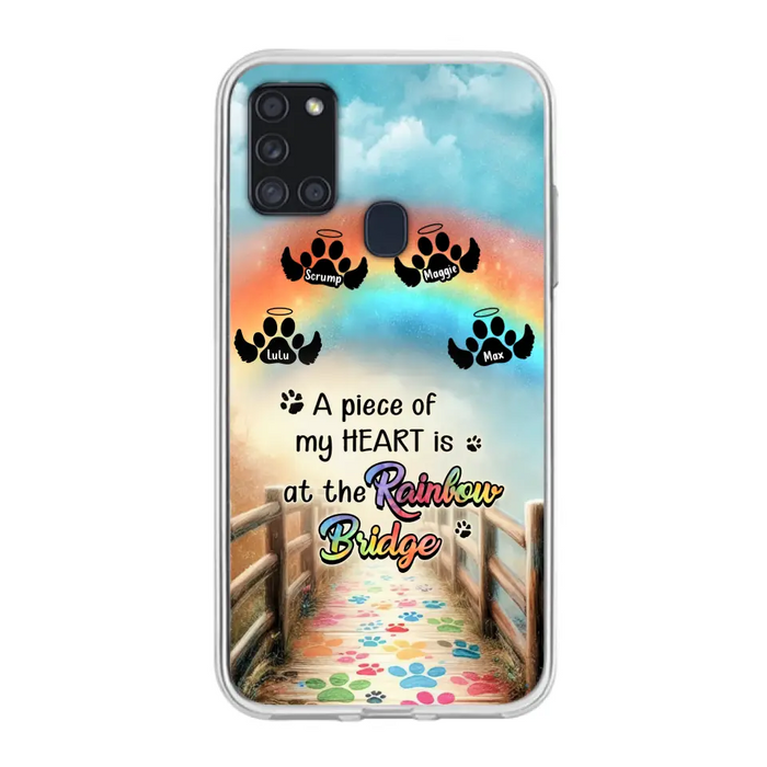 Custom Personalized Rainbow Bridge Memorial Phone Case - Memorial Gift Idea For Dog Lover - Upto 4 Dogs - A Piece Of My Heart Is At The Rainbow Bridge - Case For iPhone/Samsung