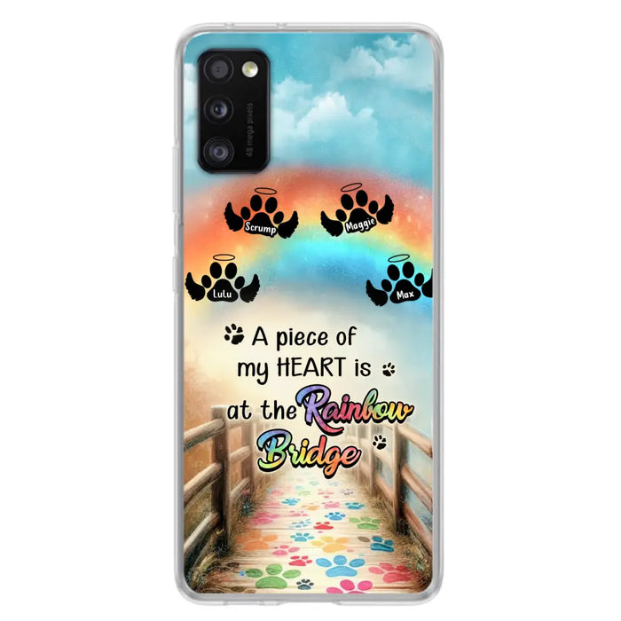 Custom Personalized Rainbow Bridge Memorial Phone Case - Memorial Gift Idea For Dog Lover - Upto 4 Dogs - A Piece Of My Heart Is At The Rainbow Bridge - Case For iPhone/Samsung