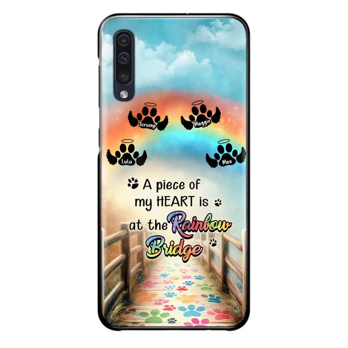 Custom Personalized Rainbow Bridge Memorial Phone Case - Memorial Gift Idea For Dog Lover - Upto 4 Dogs - A Piece Of My Heart Is At The Rainbow Bridge - Case For iPhone/Samsung