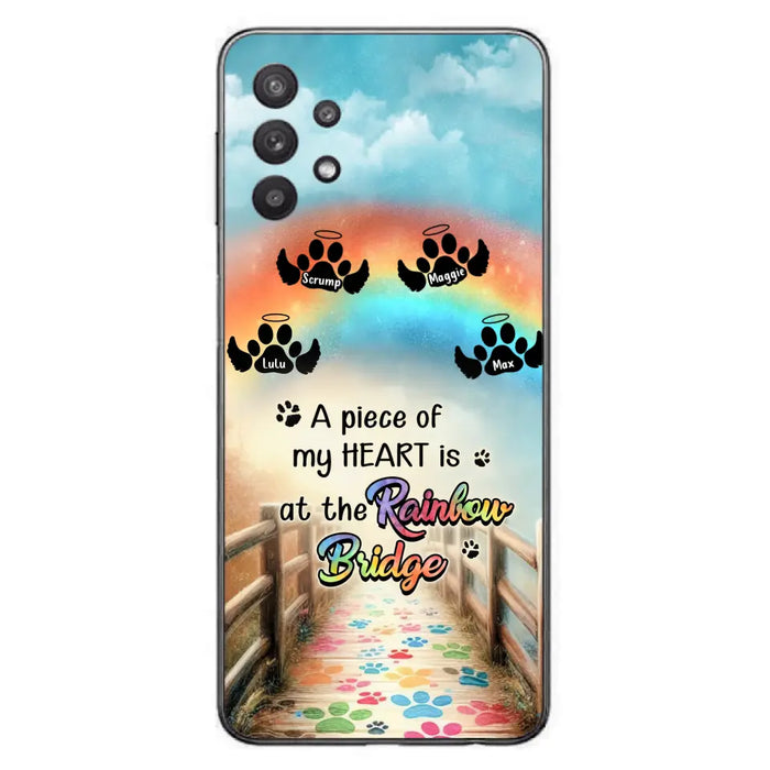 Custom Personalized Rainbow Bridge Memorial Phone Case - Memorial Gift Idea For Dog Lover - Upto 4 Dogs - A Piece Of My Heart Is At The Rainbow Bridge - Case For iPhone/Samsung