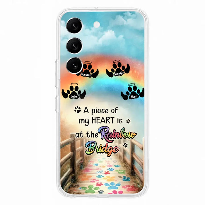 Custom Personalized Rainbow Bridge Memorial Phone Case - Memorial Gift Idea For Dog Lover - Upto 4 Dogs - A Piece Of My Heart Is At The Rainbow Bridge - Case For iPhone/Samsung