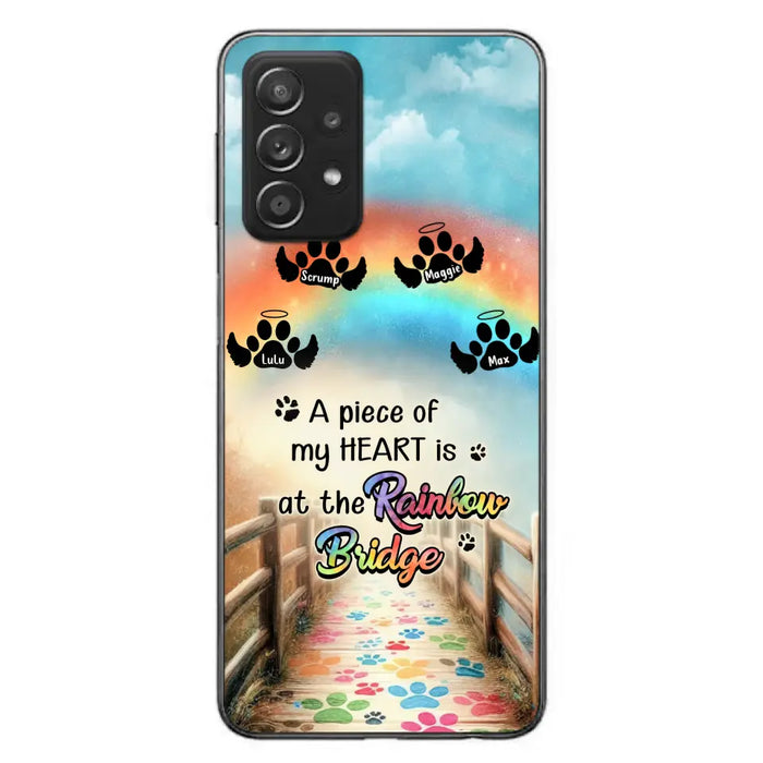 Custom Personalized Rainbow Bridge Memorial Phone Case - Memorial Gift Idea For Dog Lover - Upto 4 Dogs - A Piece Of My Heart Is At The Rainbow Bridge - Case For iPhone/Samsung