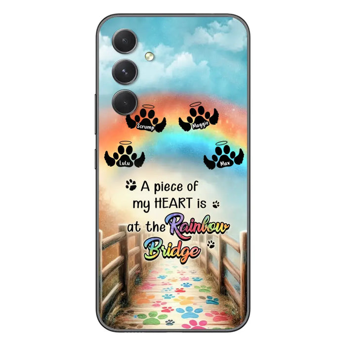 Custom Personalized Rainbow Bridge Memorial Phone Case - Memorial Gift Idea For Dog Lover - Upto 4 Dogs - A Piece Of My Heart Is At The Rainbow Bridge - Case For iPhone/Samsung