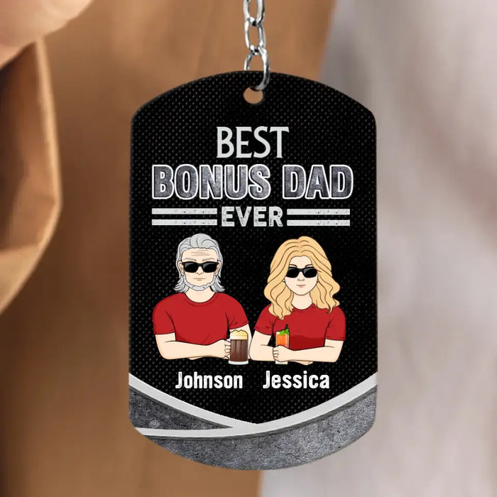 Custom Personalized Bonus Dad Aluminum Keychain - Gift Idea For Dad/Father's Day - Best Bonus Dad Ever