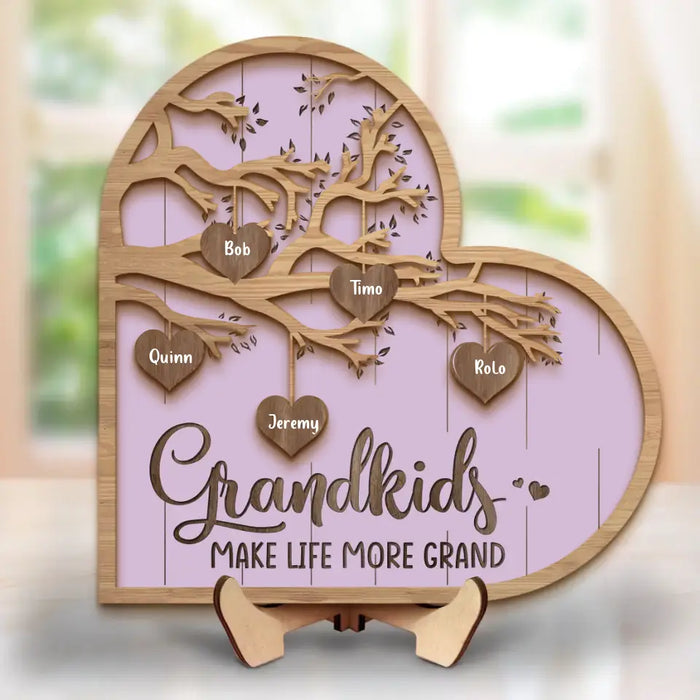 Custom Personalized Grandma 2 Layered Wooden Art - Upto 10 Grandkids - Mother's Day Gift Idea for Grandma - Grandkid Makes Life More Grand