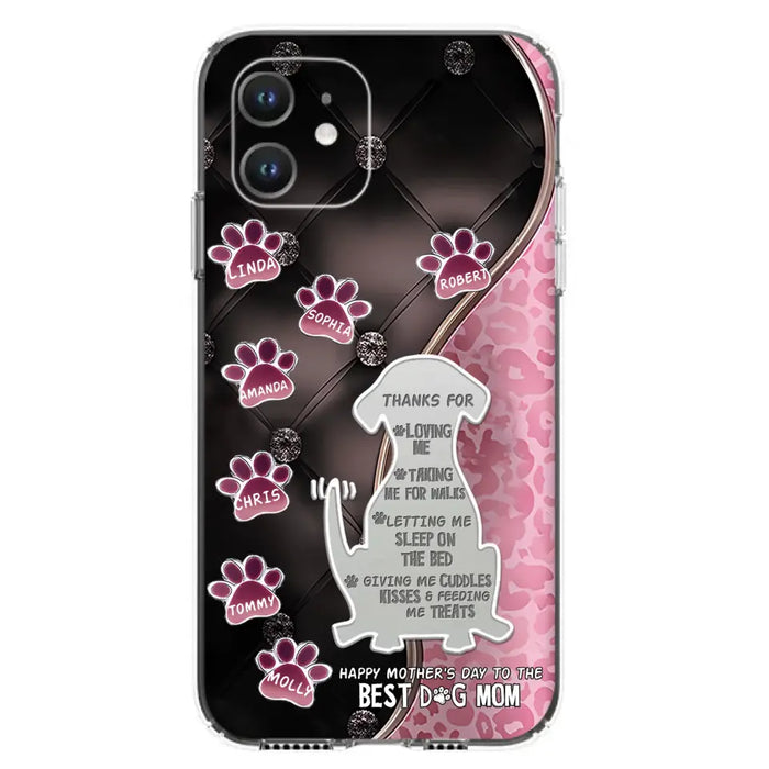 Custom Personalized Memorial Dog Mom Phone Case - Memorial Gift Idea For Dog Lover - Upto 7 Dogs - Thanks For Loving Me - Case For iPhone/Samsung