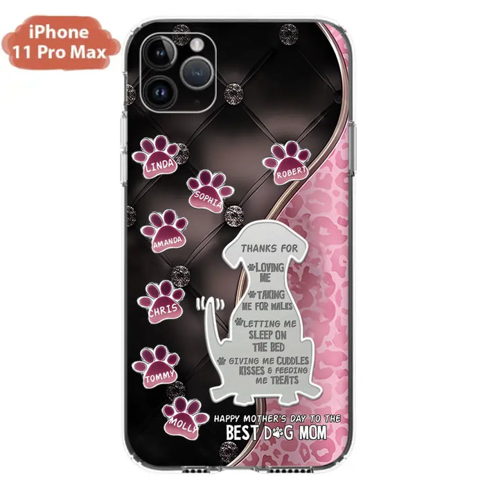 Custom Personalized Memorial Dog Mom Phone Case - Memorial Gift Idea For Dog Lover - Upto 7 Dogs - Thanks For Loving Me - Case For iPhone/Samsung