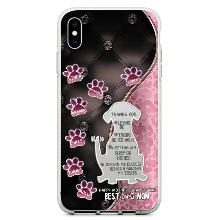 Custom Personalized Memorial Dog Mom Phone Case - Memorial Gift Idea For Dog Lover - Upto 7 Dogs - Thanks For Loving Me - Case For iPhone/Samsung